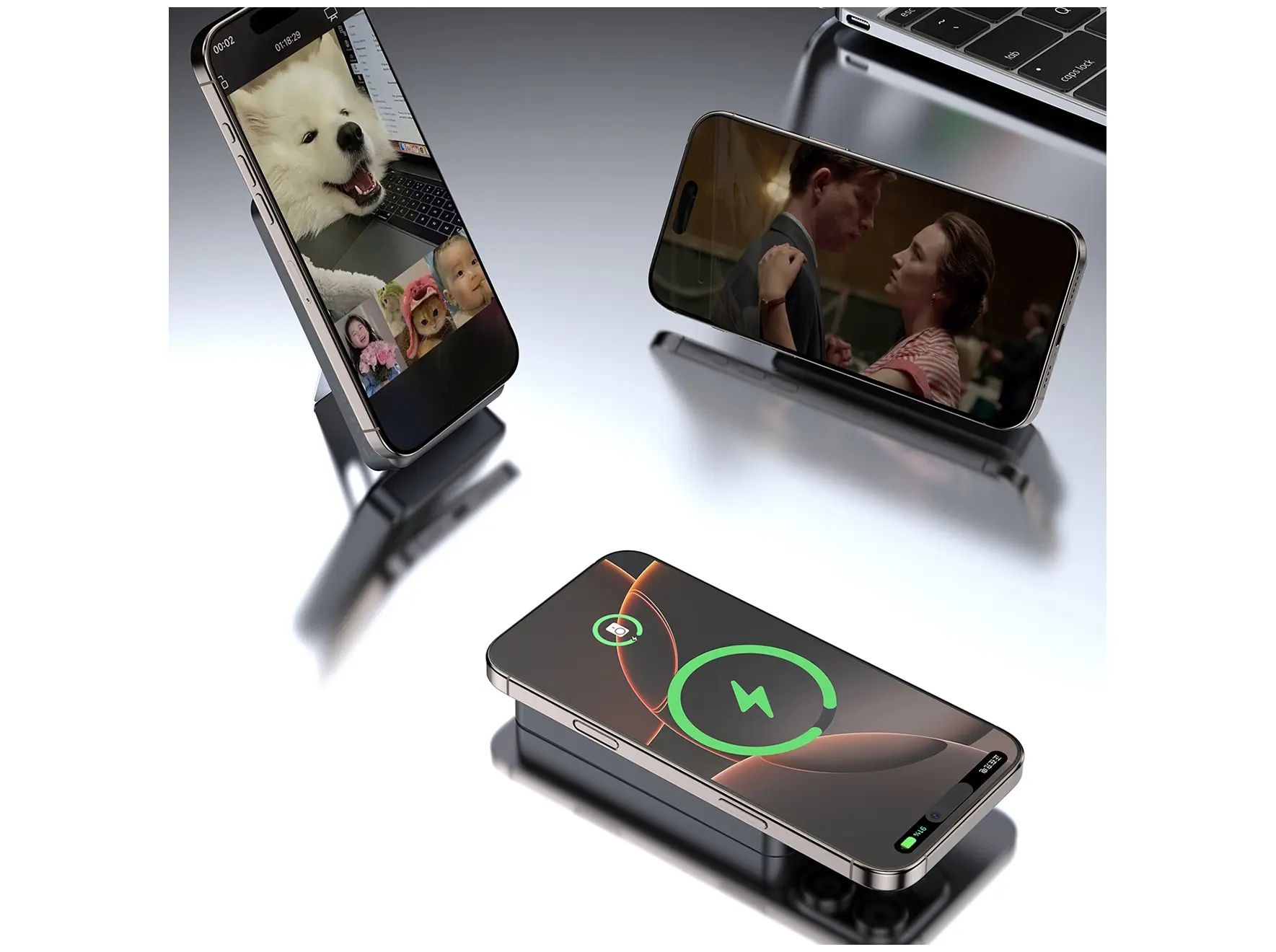 Dudao MagSafe kompatibel Trådlös Powerbank 10 000 mAh 20W Grå