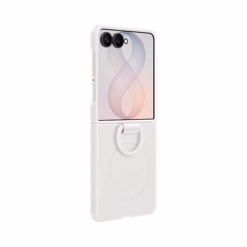 Samsung Galaxy Z Flip8 Silicone Ring Magnet Case silikonskal med ring Cream