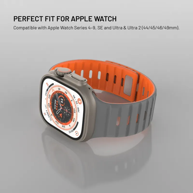 FIXED Silicone Magnetic Strap Magnetiskt silikonarmband för Apple Watch 44/45/46/49 mm Ljusgrå