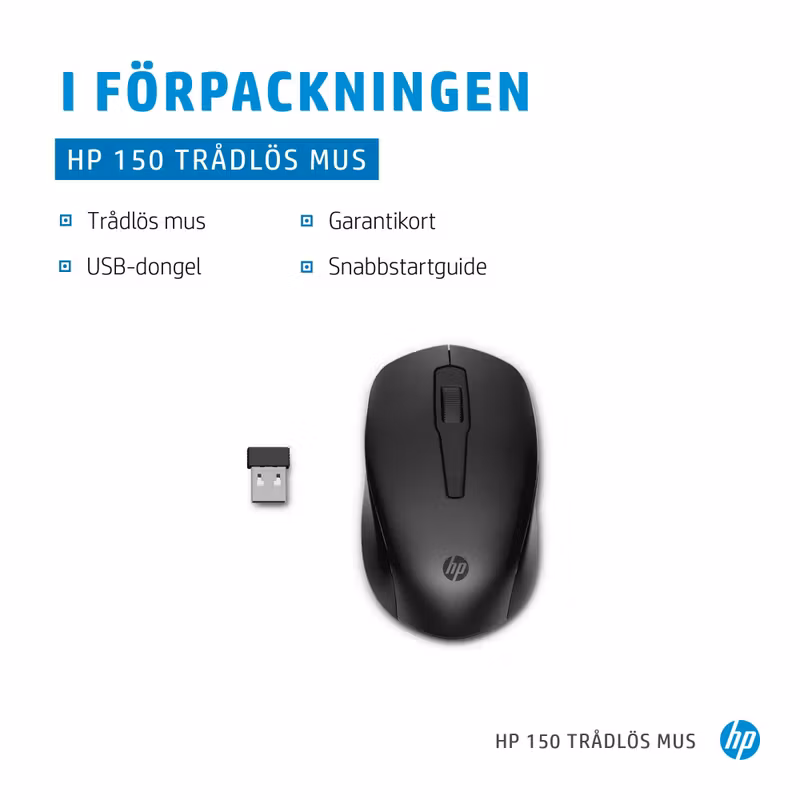 HP 150 Trådlös Optisk Mus Svart
