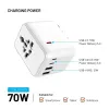 FIXED Voyager 70 W GaN USB-C/USB-A Reseladdare EU/UK/USA/AU Vit
