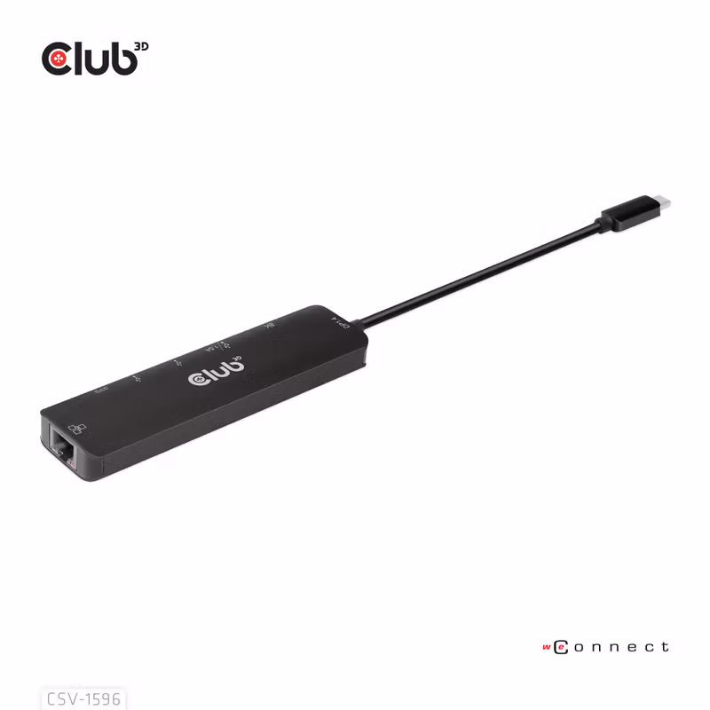 Club 3D CSV-1596 6-i-1 USB-C-dockningsstation HDMI 8K 30 Hz med 100 W PD Svart