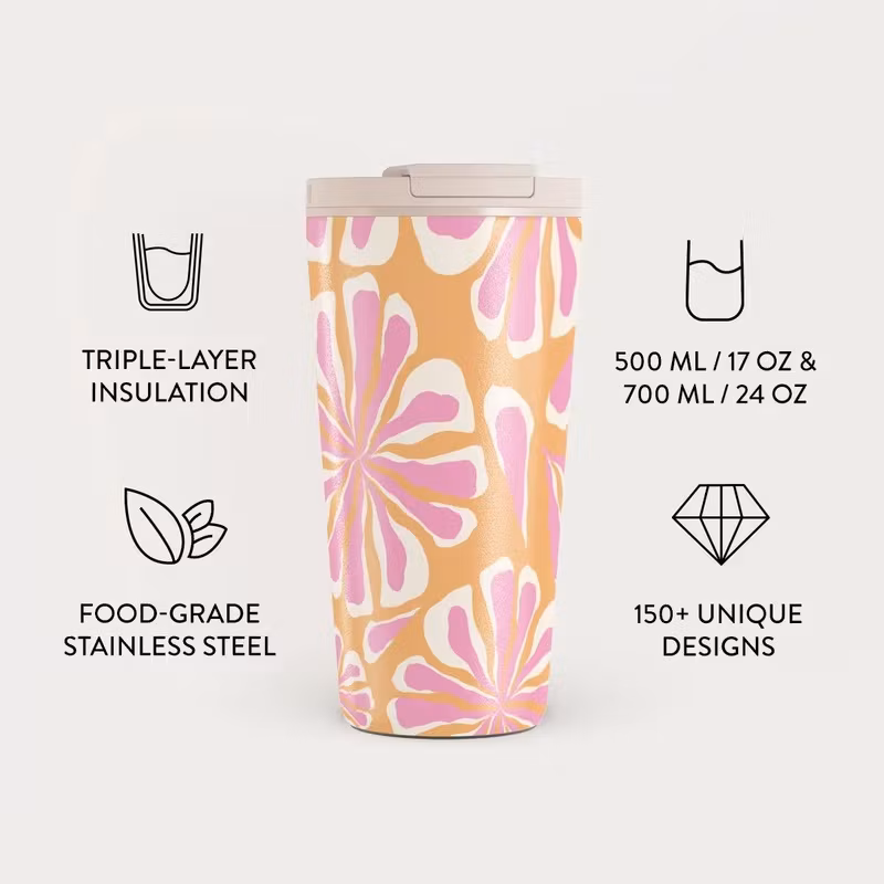Burga Aloha 500 ml Termosmugg med lock och sugrör i rostfritt stål