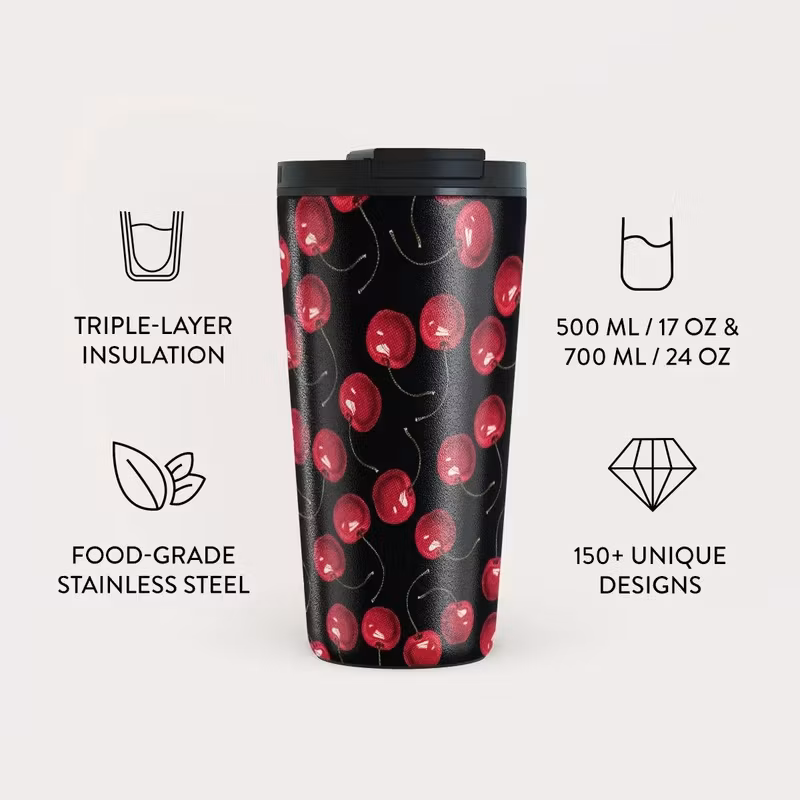 Burga Cherrybomb 500 ml Termosmugg med lock och sugrör i rostfritt stål
