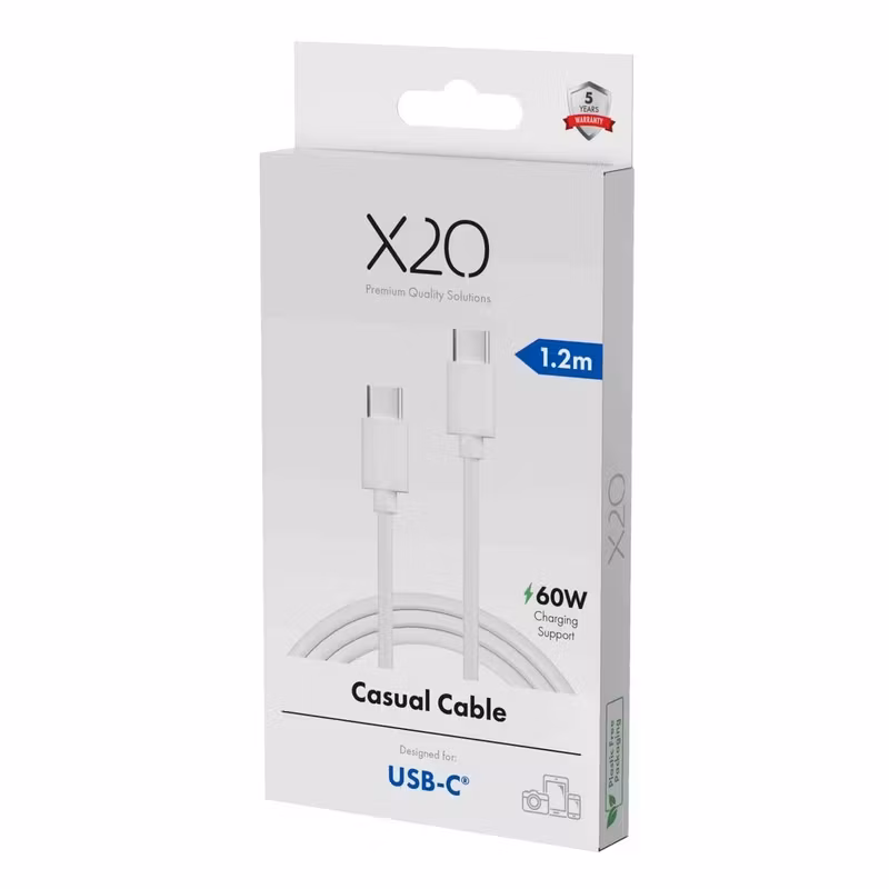 X2O Basic 60 W USB-C/C-kabel 1,2 m Vit