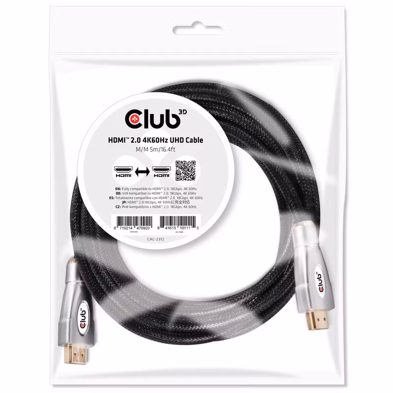 Club 3D CAC-2312 HDMI 2.0-kabel med Ethernet 5 m Svart