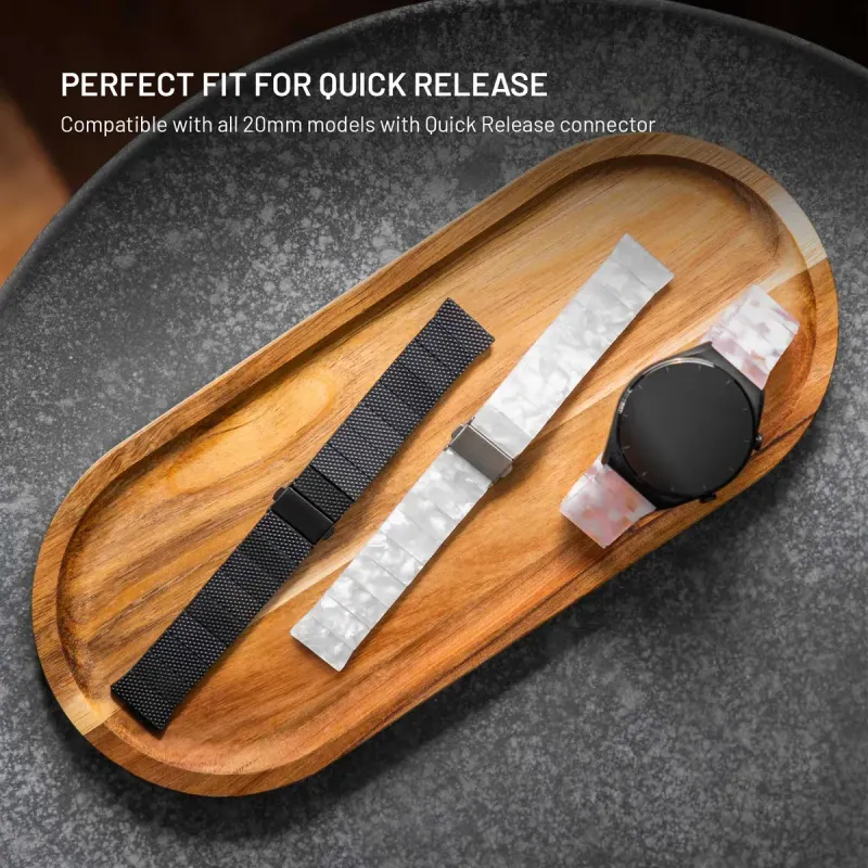 FIXED Resin Strap Quick Release 20 mm Resinarmband för smartklocka Kolsvart