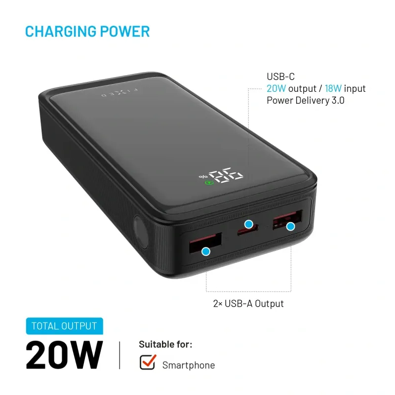 FIXED Zen2 20 FIXZEN2-20-BK 20 000 mAh 20 W Powerbank Svart