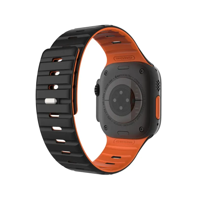 FIXED Silicone Magnetic Strap Magnetiskt silikonarmband för Apple Watch 44/45/46/49 mm Svart