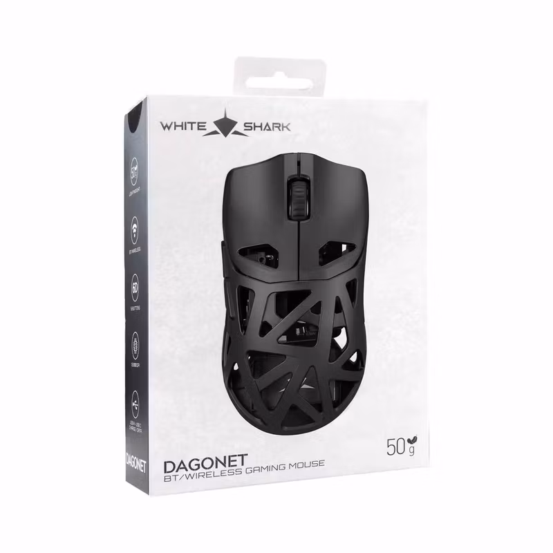 White Shark DAGONET-2 Trådlös Gamingmus 6D 24 000 DPI Svart