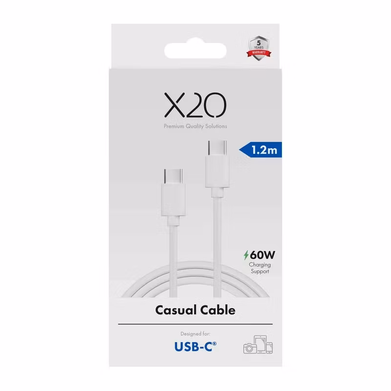 X2O Basic 60 W USB-C/C-kabel 1,2 m Vit
