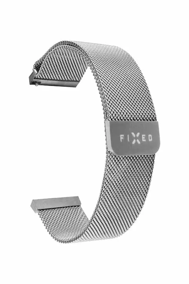 FIXED Mesh Strap Armband i rostfritt stålnät med Quick Release för smartklocka 20 mm Silver