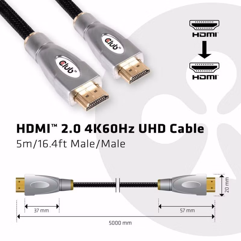 Club 3D CAC-2312 HDMI 2.0-kabel med Ethernet 5 m Svart