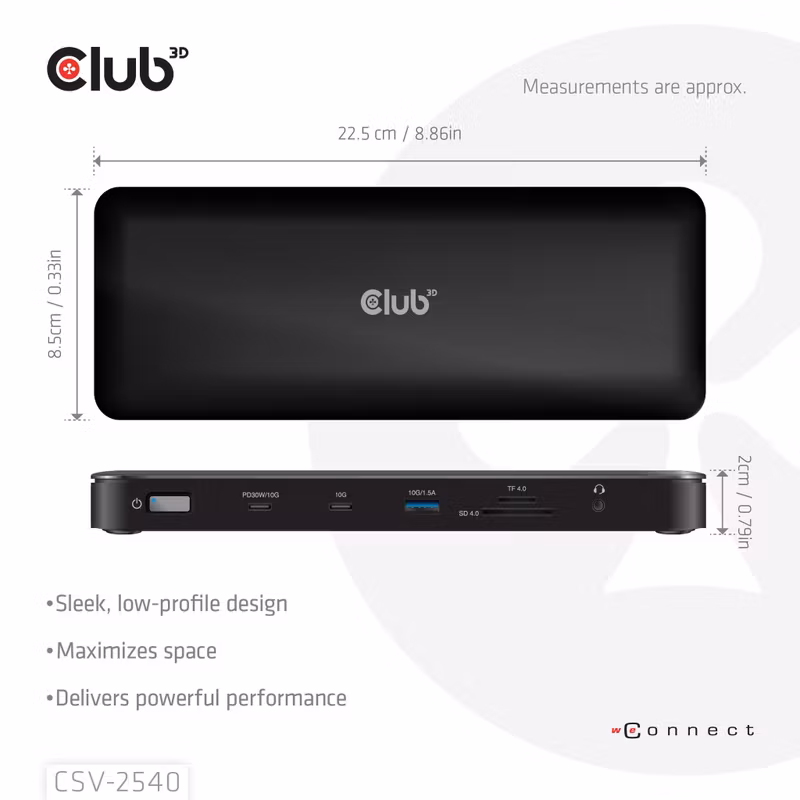 Club 3D CSV-2540 14-i-1 USB-C Dockningsstation 4 × 4K 60 Hz 150 W