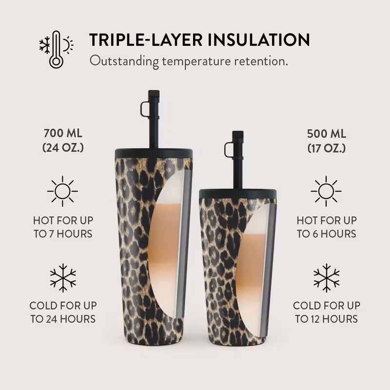 Burga Player 500 ml Termosmugg med lock och sugrör i rostfritt stål