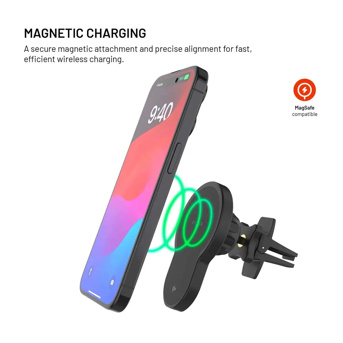 FIXED MagClick 2 15 W Qi2 MagSafe-hållare med trådlös laddning för ventilationsgaller Black
