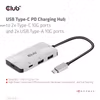 Club 3D CSV-1543 USB-C-hubb 10 Gbps med 2 × USB-C, 2 × USB-A och 100 W PD-laddning Grå