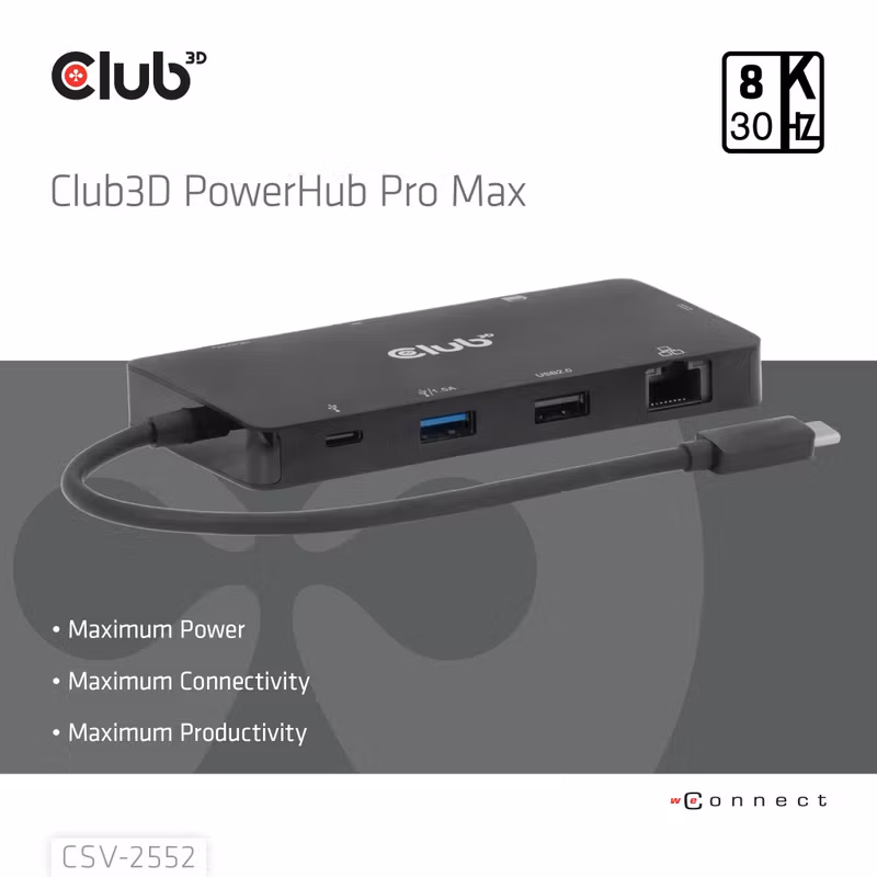 Club 3D CSV-2552 9-i-1 USB-C-hubb med dubbla HDMI och 100 W PD