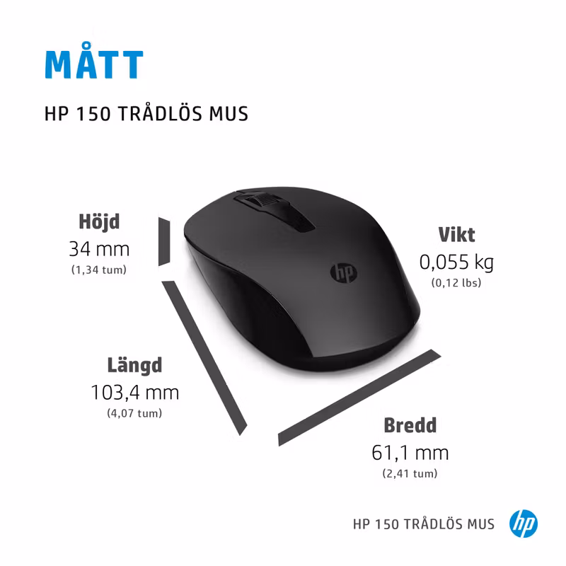 HP 150 Trådlös Optisk Mus Svart