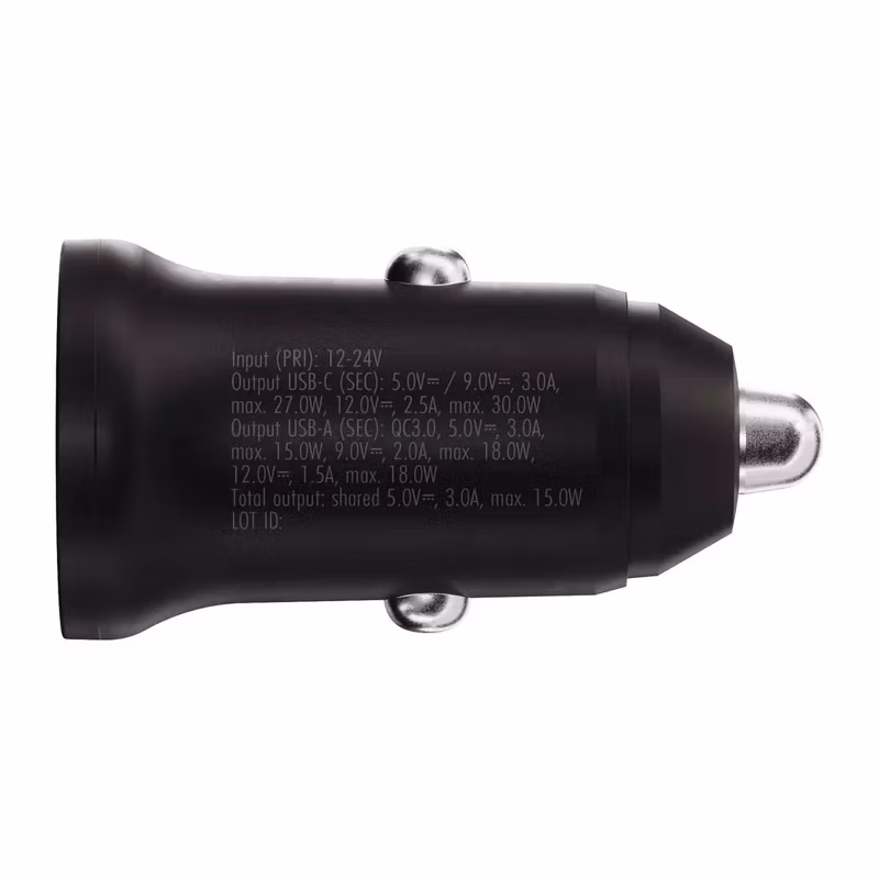 X2O 30 W Dubbel Billaddare USB-C och USB-A Svart