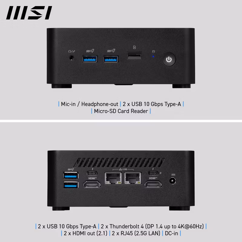 MSI Cubi NUC 1MG-014BEU Mini PC Barebone Intel Core 3 100U Svart