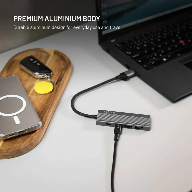 FIXED HUB Port FIXHU-PT-GR 4-i-1 USB-C-hubb Silver