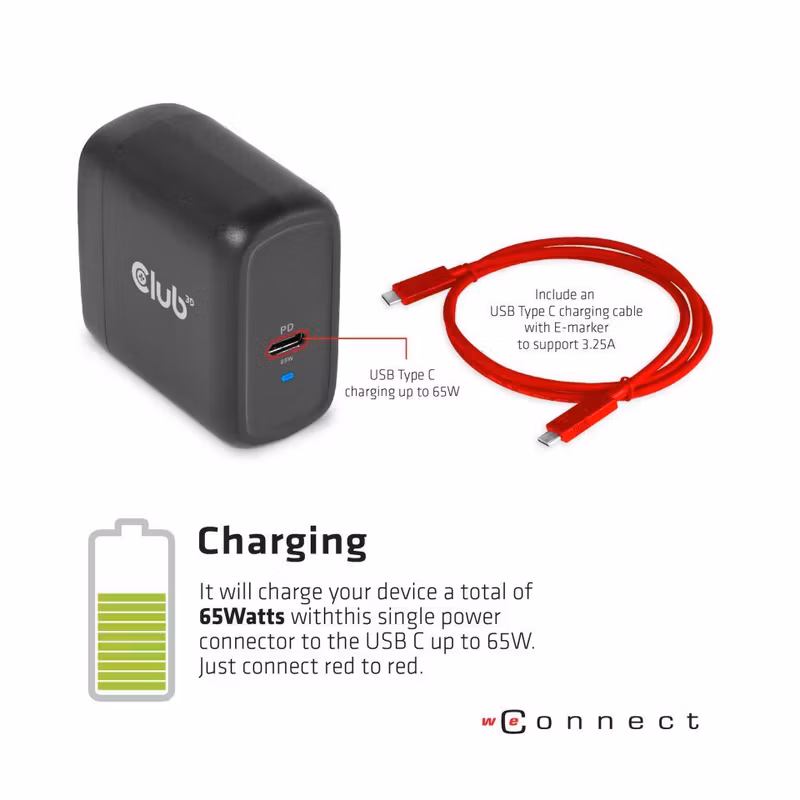 Club 3D CSV-1564W65 USB-C-dockningsstation för tre skärmar med 65 W nätadapter Svart