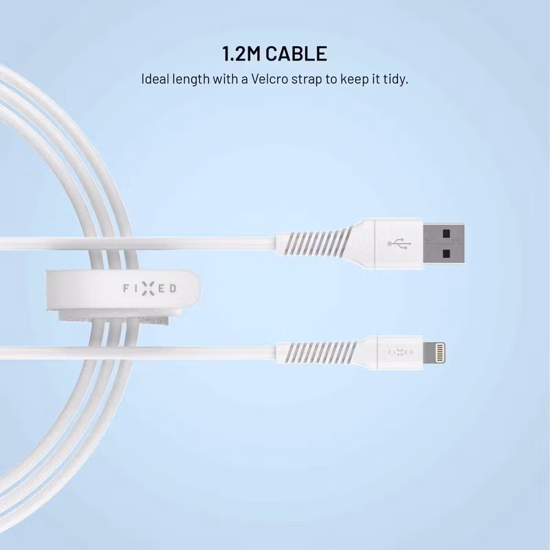 FIXED Liquid Silicone USB-A till Lightning 1,2 m Silikonkabel Vit