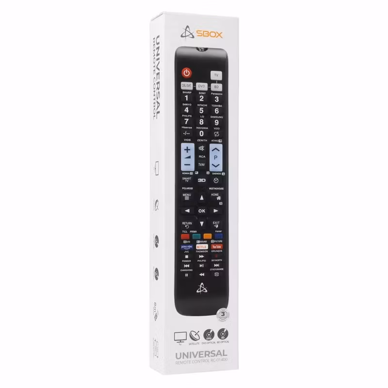 SBOX RC-01400 Universalfjärrkontroll 4-i-1 med Smart TV-knapp Svart