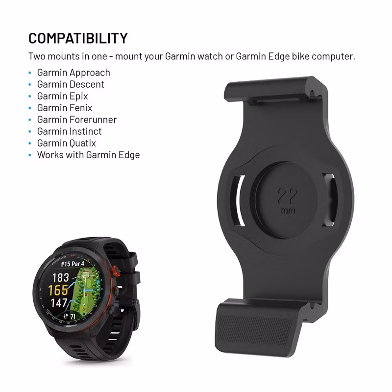 FIXED Dock Styrfäste för Garmin-klockor 22 mm Svart