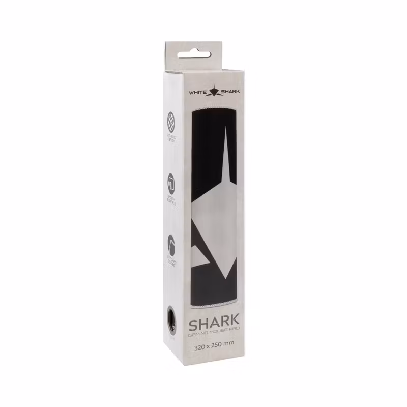 White Shark SHARK M Spelmusmatta 320 × 250 mm Svart/Vit