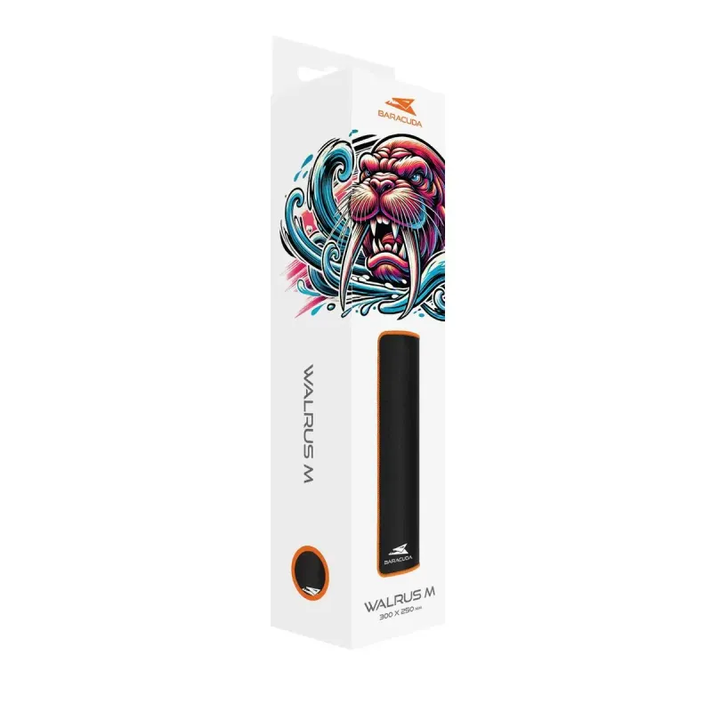 Baracuda WALRUS M Gamingmusmatta 300 × 250 mm Svart/Orange