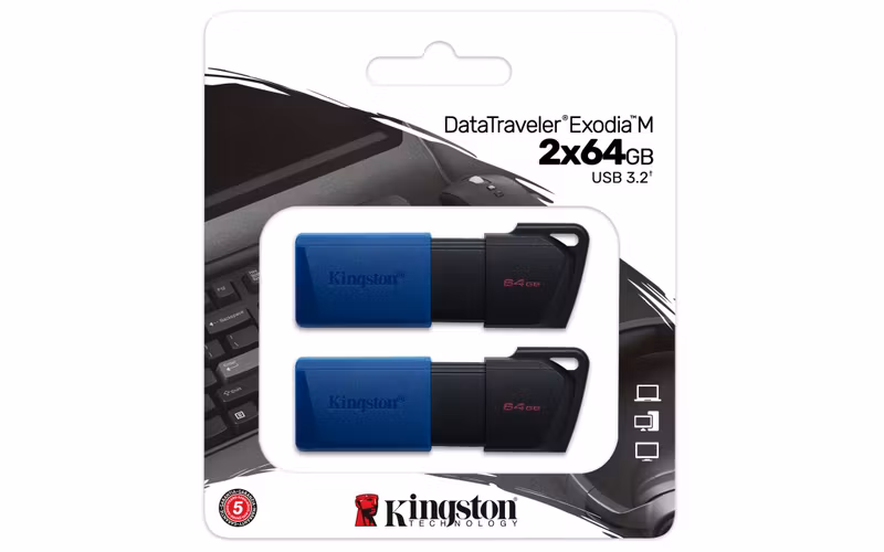 Kingston DataTraveler Exodia M 64 GB USB 3.2 Gen 1 USB-minne 2-pack Svart Blå