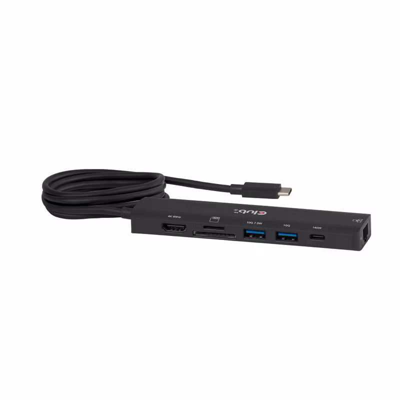 Club 3D CSV-2555 7-i-1 USB-C-hubb med HDMI 4K 60 Hz och PD 3.1 140 W Svart
