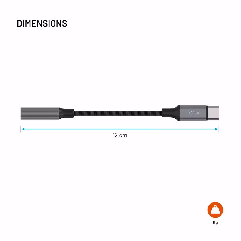 FIXED Link Premium USB-C till 3,5 mm-adapter Rymdgrå