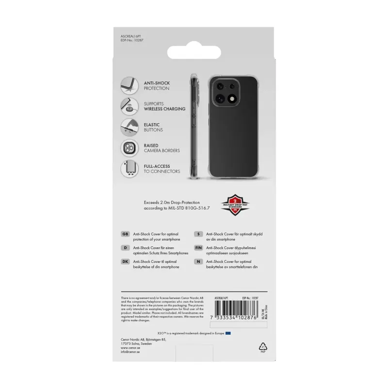 X2O Anti-Shock Skal för Realme 16 Pro Transparent