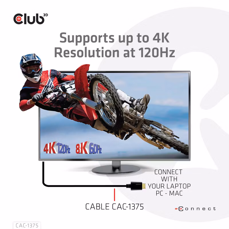 Club 3D CAC-1375 Ultra High Speed HDMI 2.1-kabel 4K 120 Hz 8K 60 Hz 5 m Svart