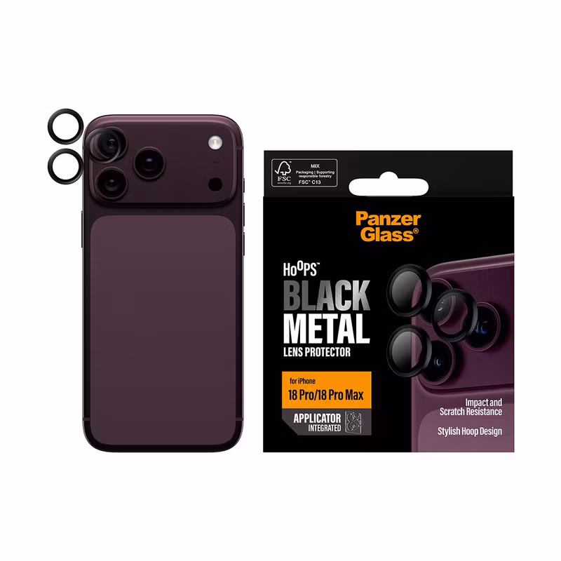 PanzerGlass Hoops PG41297 Kameralinsskydd för iPhone 18 Pro och 18 Pro Max Svart