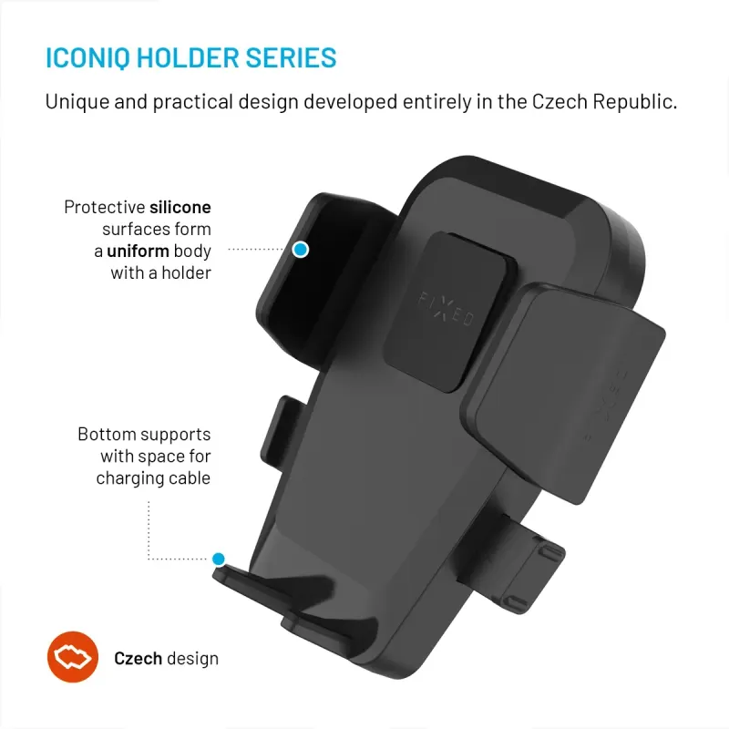 FIXED Iconiq XXL mobilhållare för vindruta och instrumentbräda Svart
