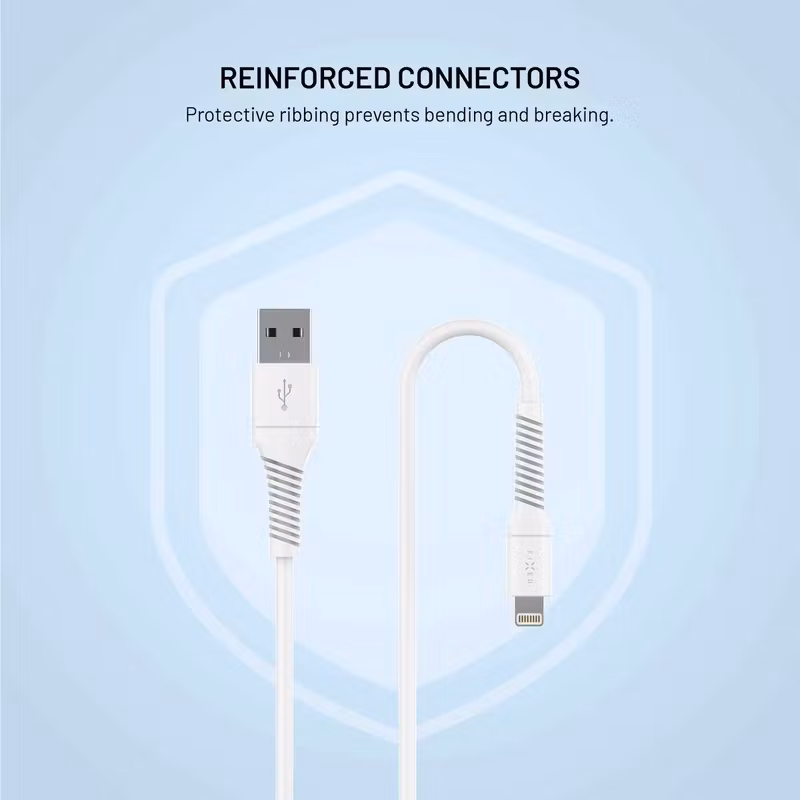 FIXED Liquid Silicone USB-A till Lightning 1,2 m Silikonkabel Vit
