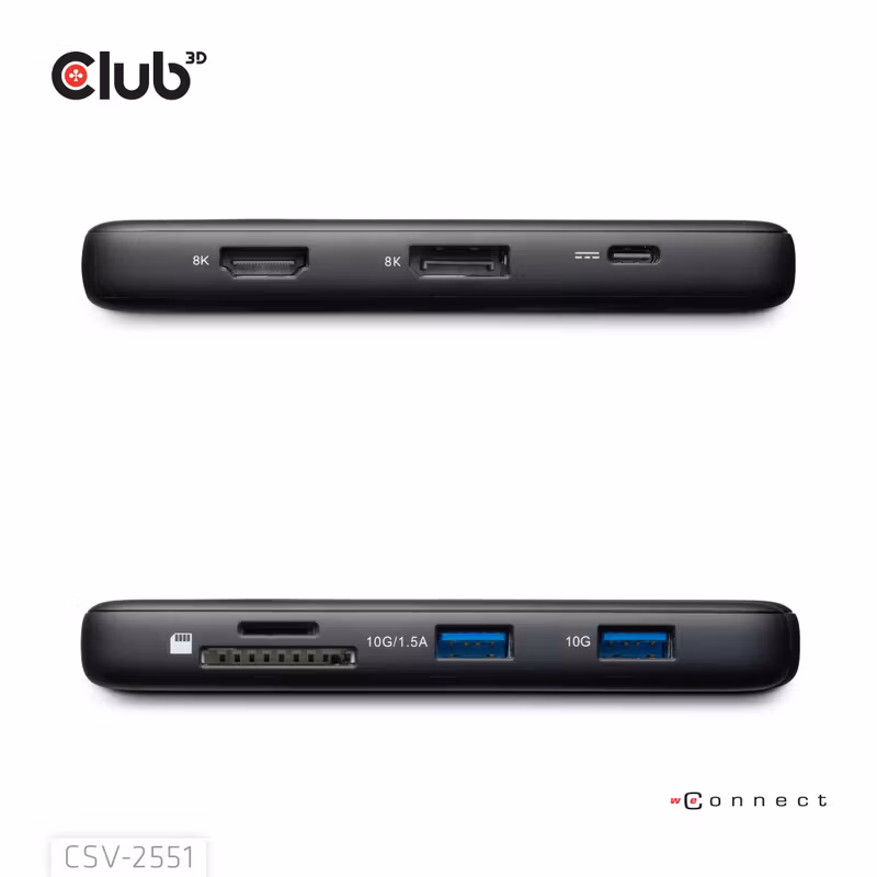 Club 3D CSV-2551 8-i-1 USB-C Dockningsstation HDMI DisplayPort 8K 100 W