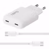X2O Professional Dual Slim 65 W GaN Hemmaladdare 2 × USB-C med 1,5 m USB-C-kabel Vit