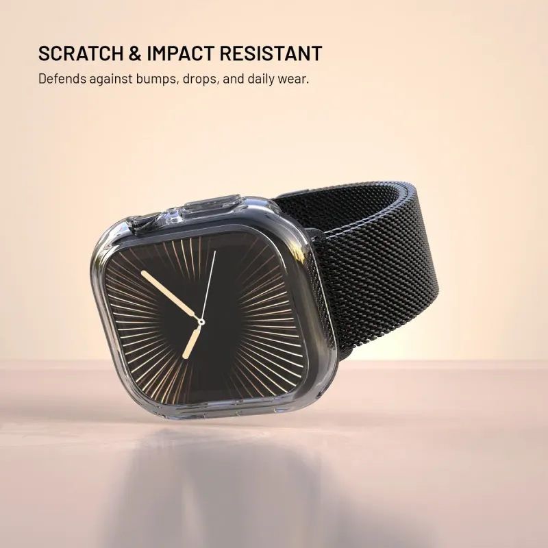 FIXED Pure Skyddsfodral med härdat glas för Apple Watch Series 10 42 mm Clear