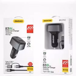 Dudao R7XS-SET Car Charger 83Watt 1xUSB-C + 1xUSB-A inkl 1m lightning/USB-C kabel