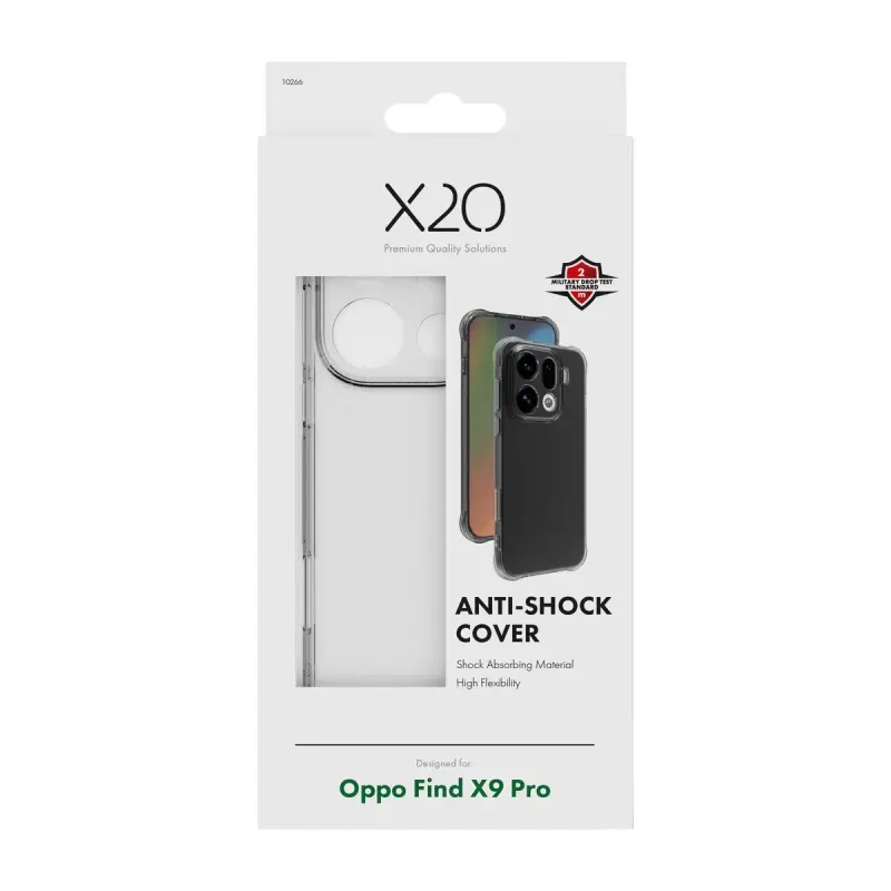 X2O Anti-Shock Skal för Oppo Find X9 Pro Transparent