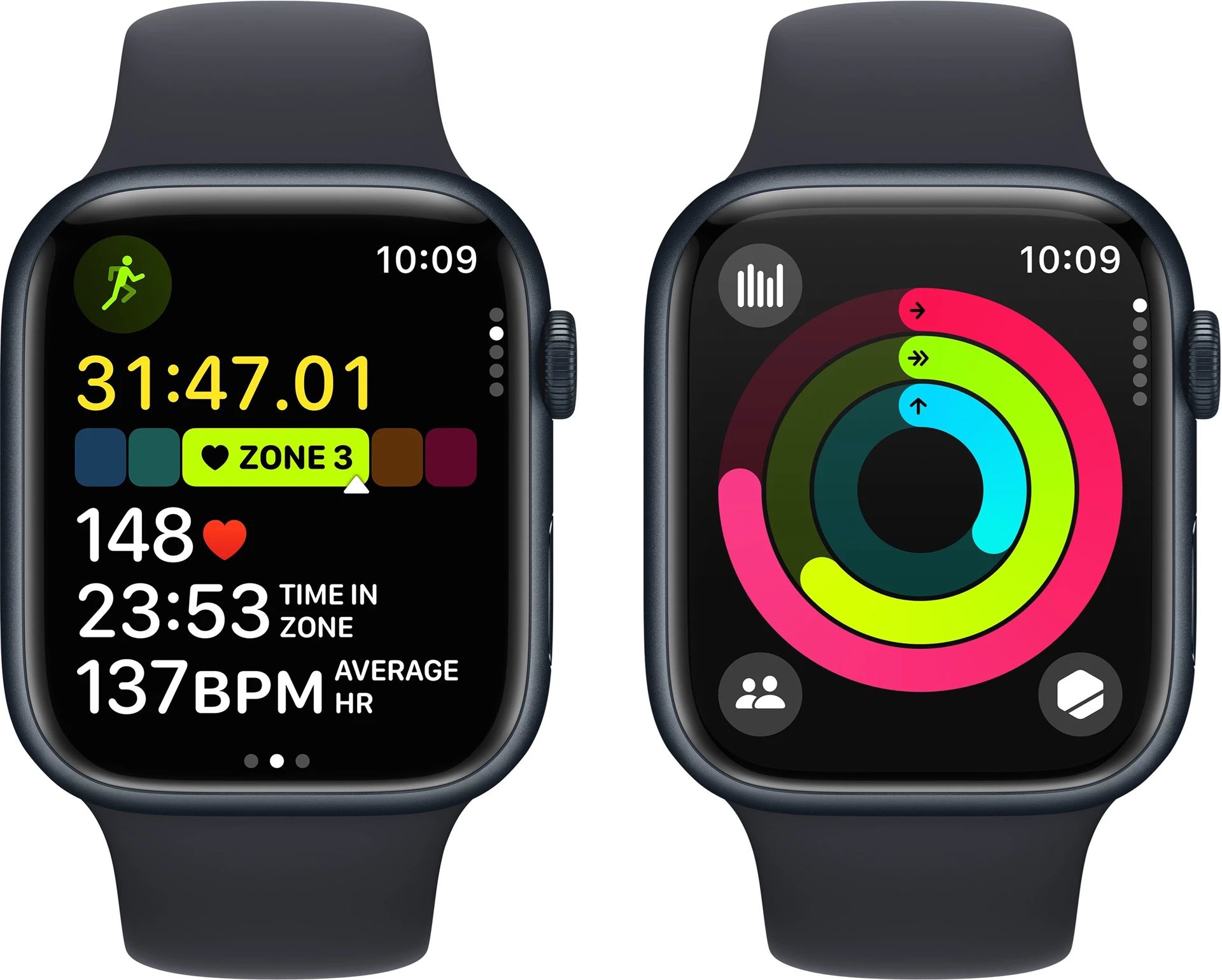 Apple Watch Series 9 GPS 45mm Midnight Aluminium Case med Midnight Sport Band