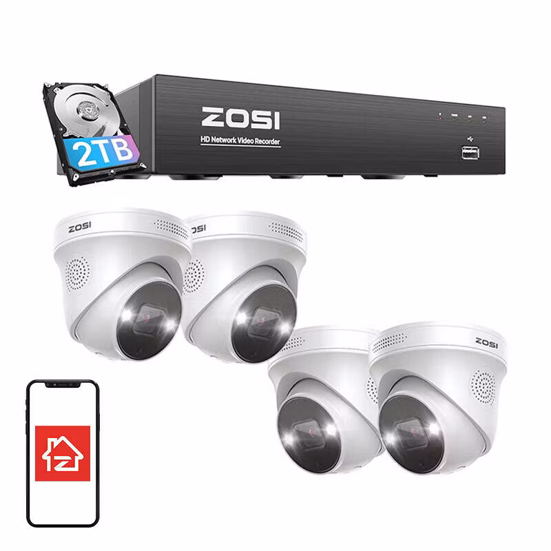 ZOSI IP Camera C225 WiFi 5MP + NVR 8ch + 2TB HDD 4-pack