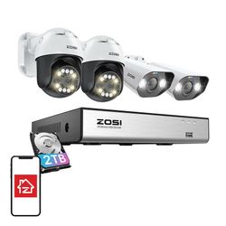 ZOSI IP Camera C296 WiFi 5MP C182 WiFi 8MP + NVR 8ch + 2TB HDD 4-pack