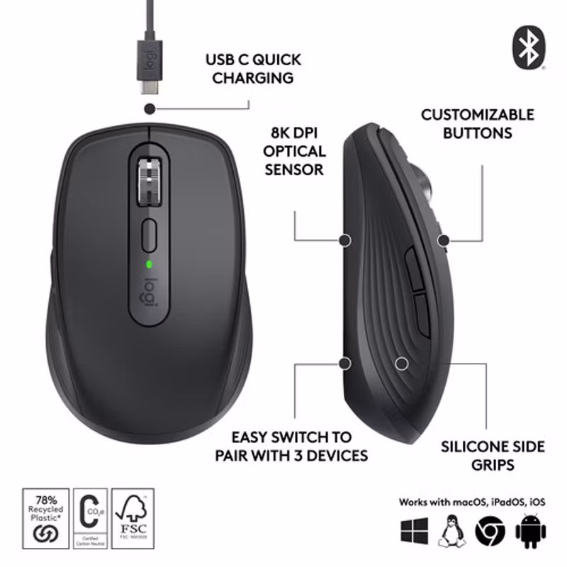 Logitech MX Anywhere 3S, mus (grafit)