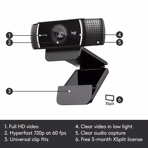 Logitech C922 Pro Stream Webcam - black